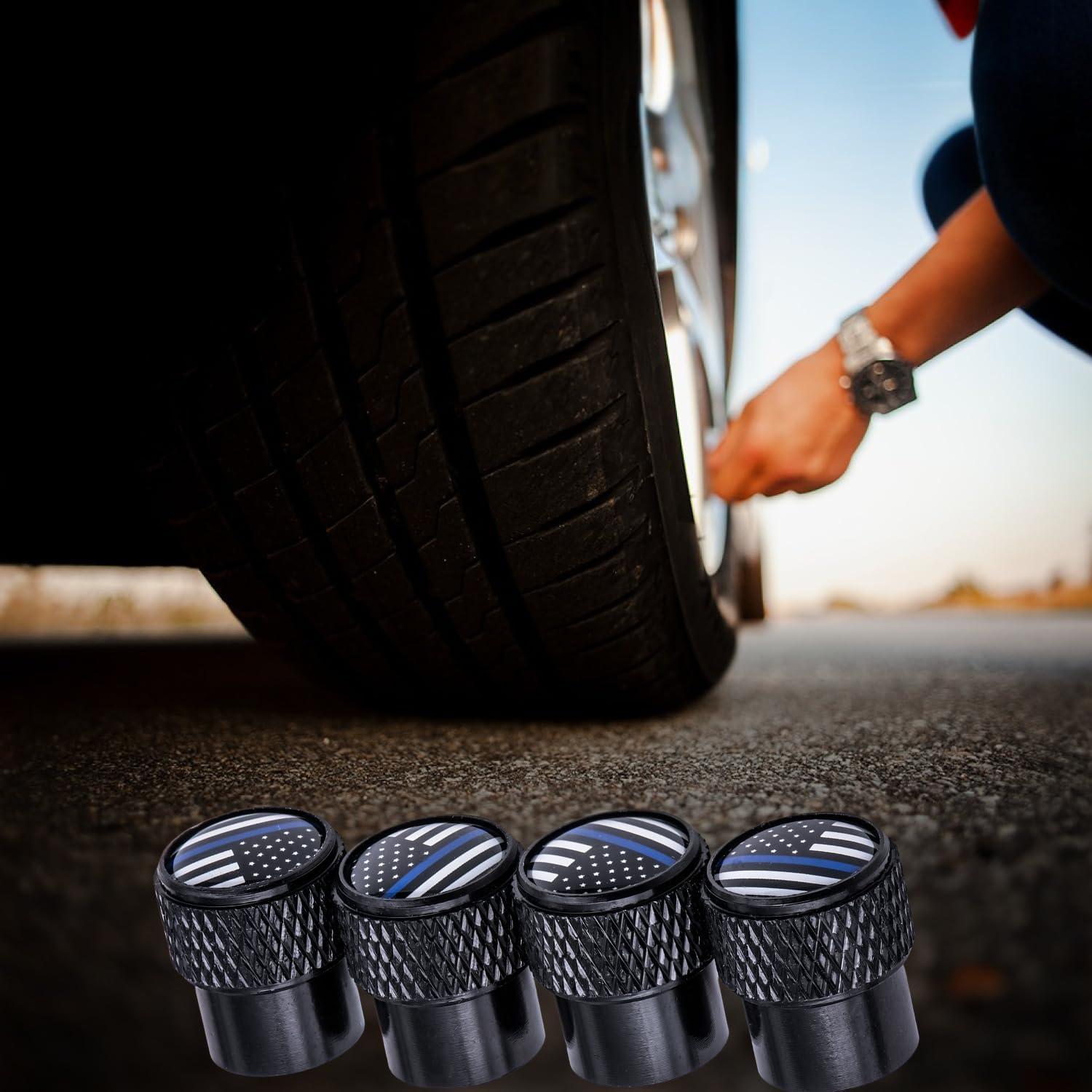 4 Tapas de Válvula de Neumático MEAJOO Aluminio Negro