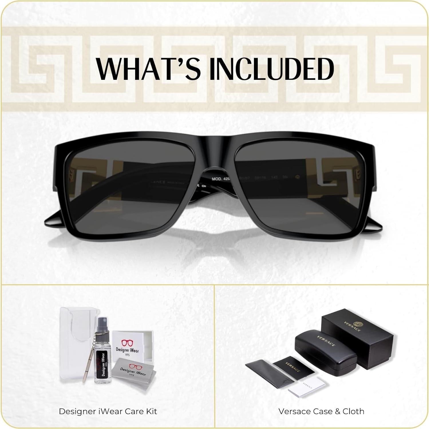 Gafas de sol cuadradas Versace VE4296 unisex con kit de cuidado