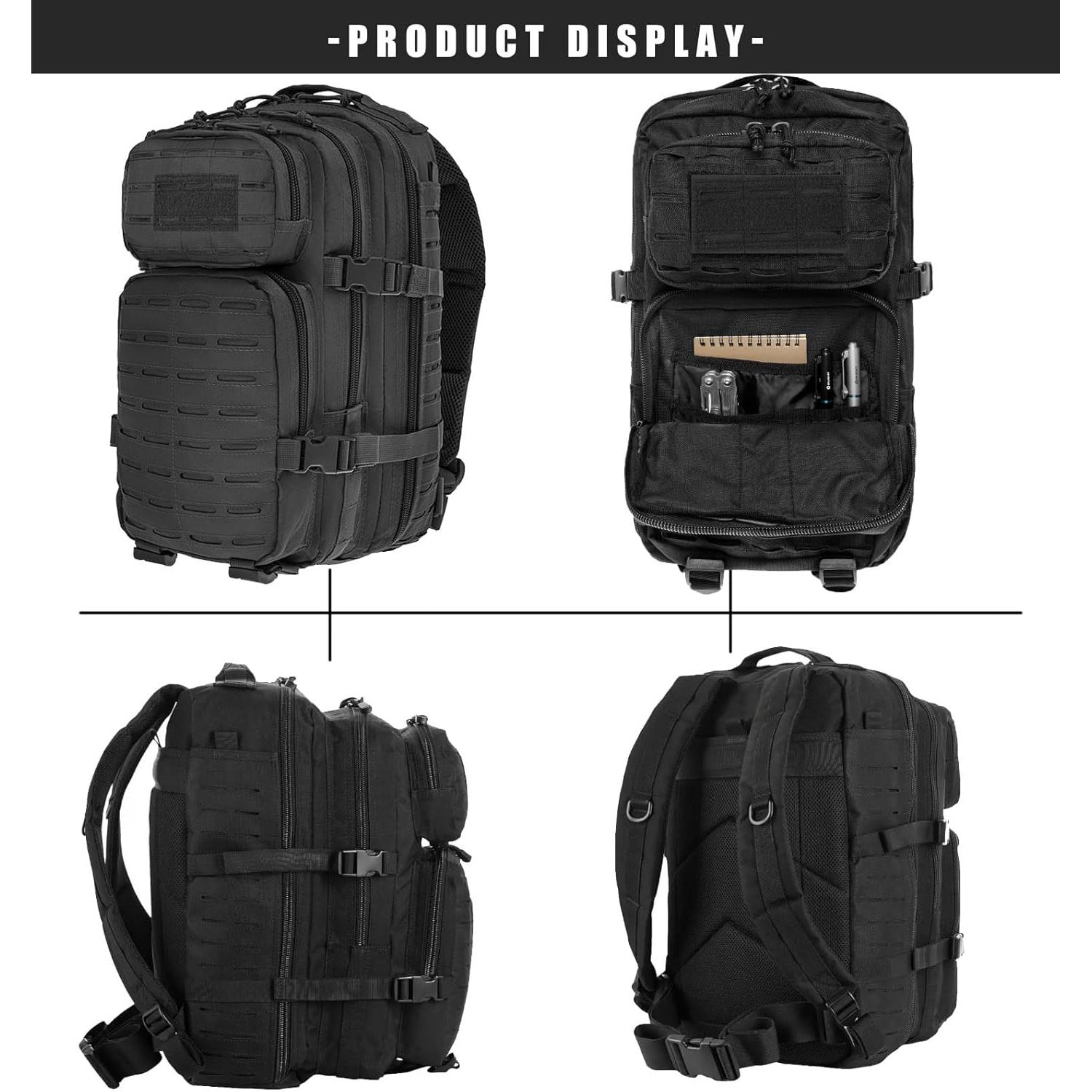 Mochila Táctica Militar 35L Resistente al Agua Negro