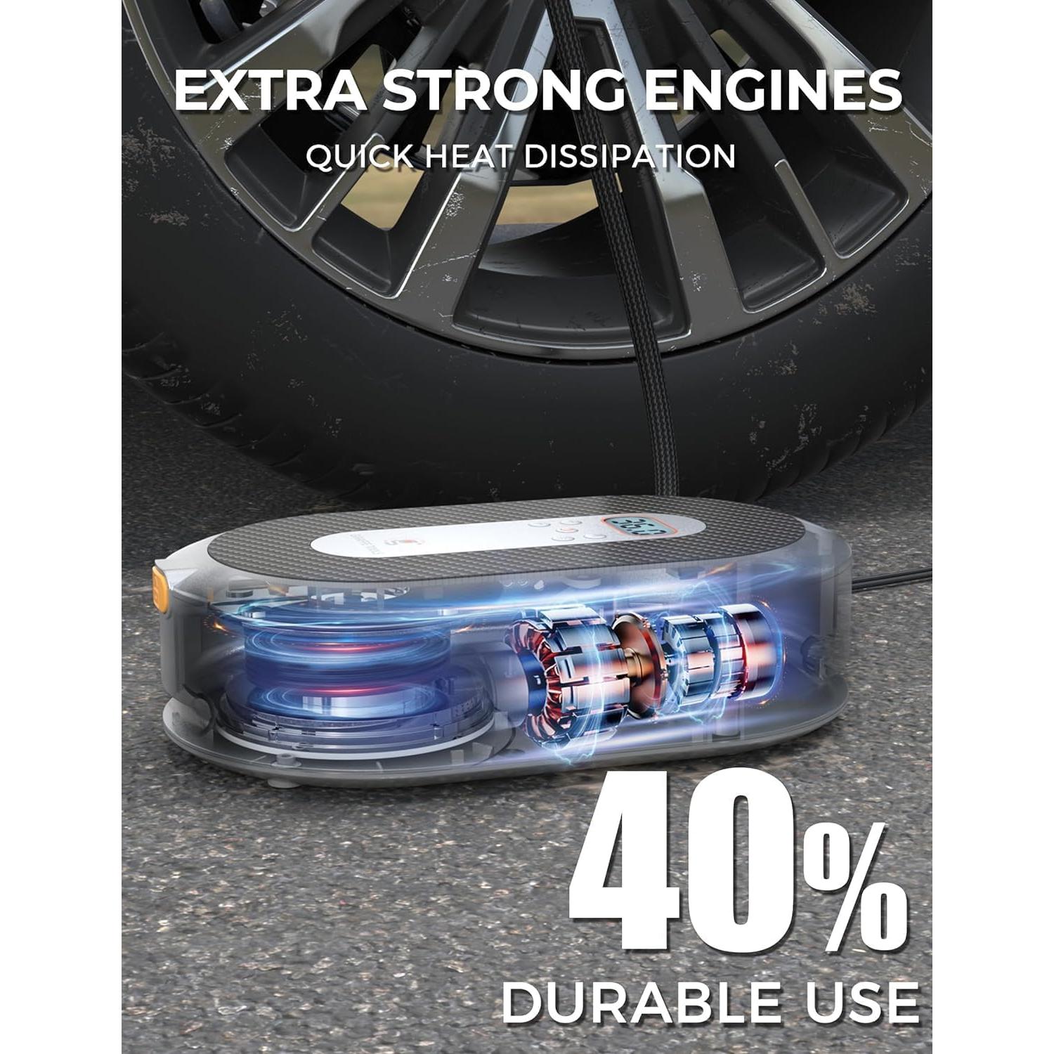 Compresor de Aire Portátil Giraffe Tools 150 PSI 12V con Luz LED