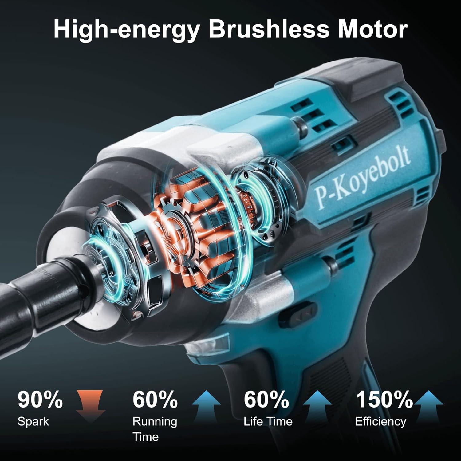 Llave de Impacto Inalámbrica P-Koyebolt 21V 550N.m 4 Modos