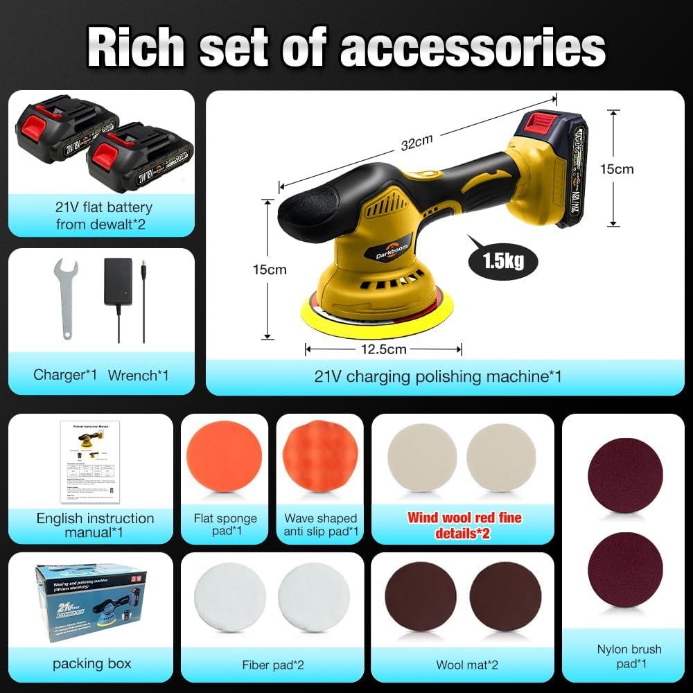 Pulidora a Batería HZPP 6" 5500RPM 2 Baterías 2.0Ah