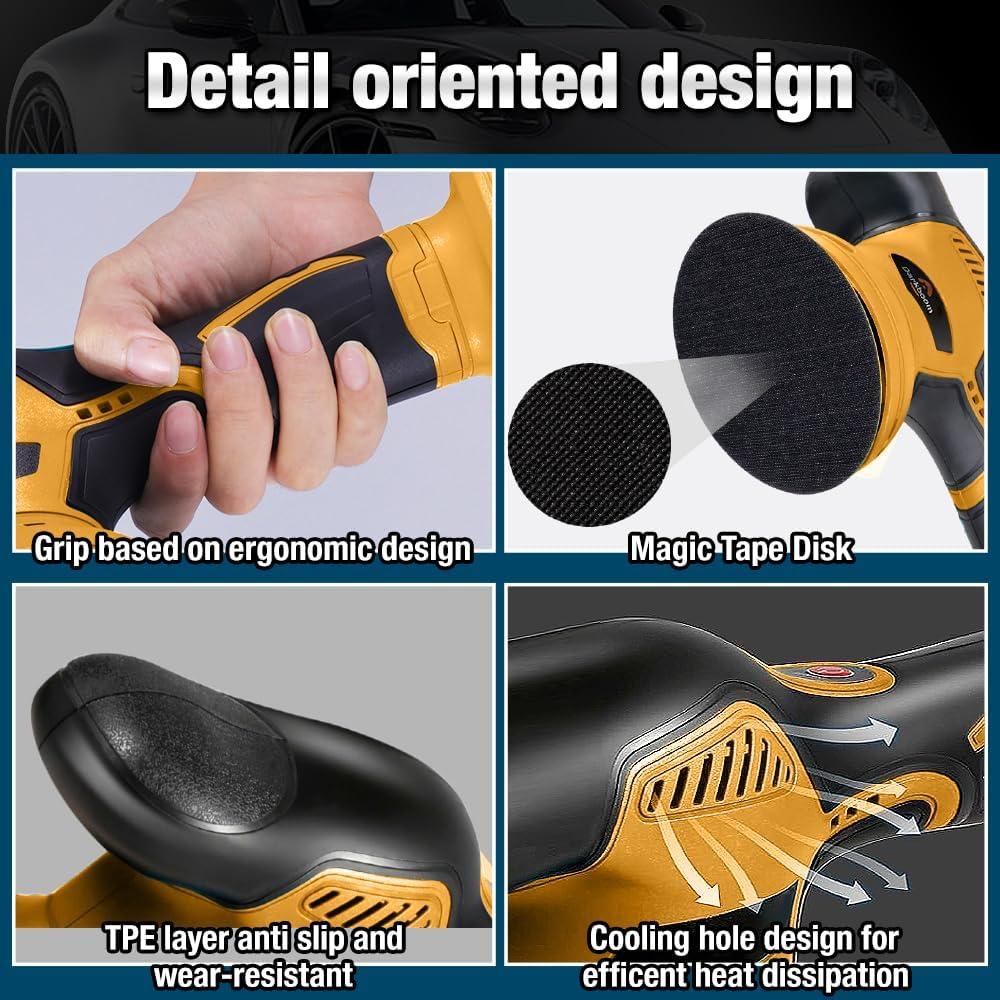 Pulidora a Batería HZPP 6" 5500RPM 2 Baterías 2.0Ah