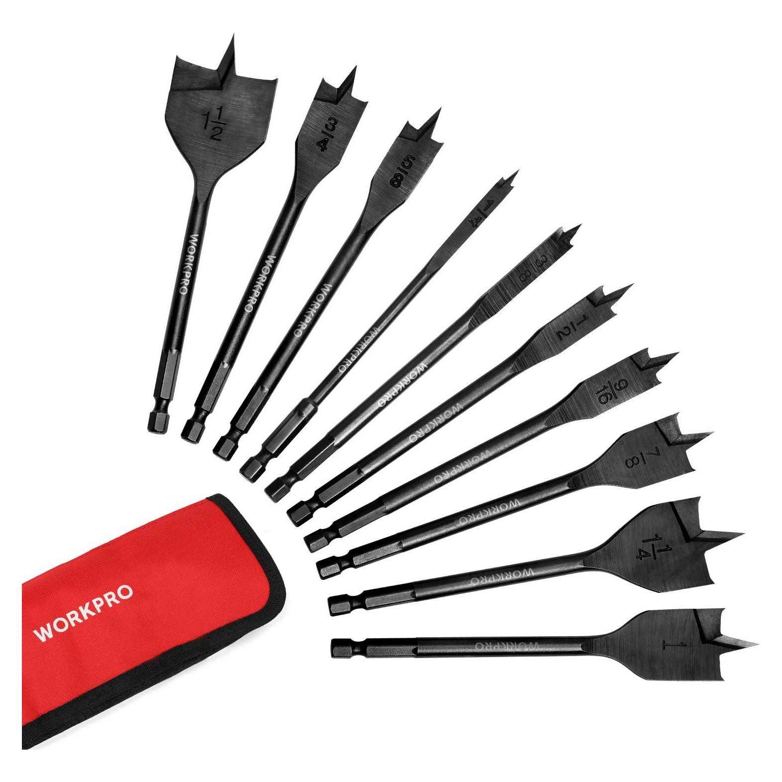 Juego de Brocas de Espada WORKPRO 10 Piezas Acero Carbono 1-1/2"
