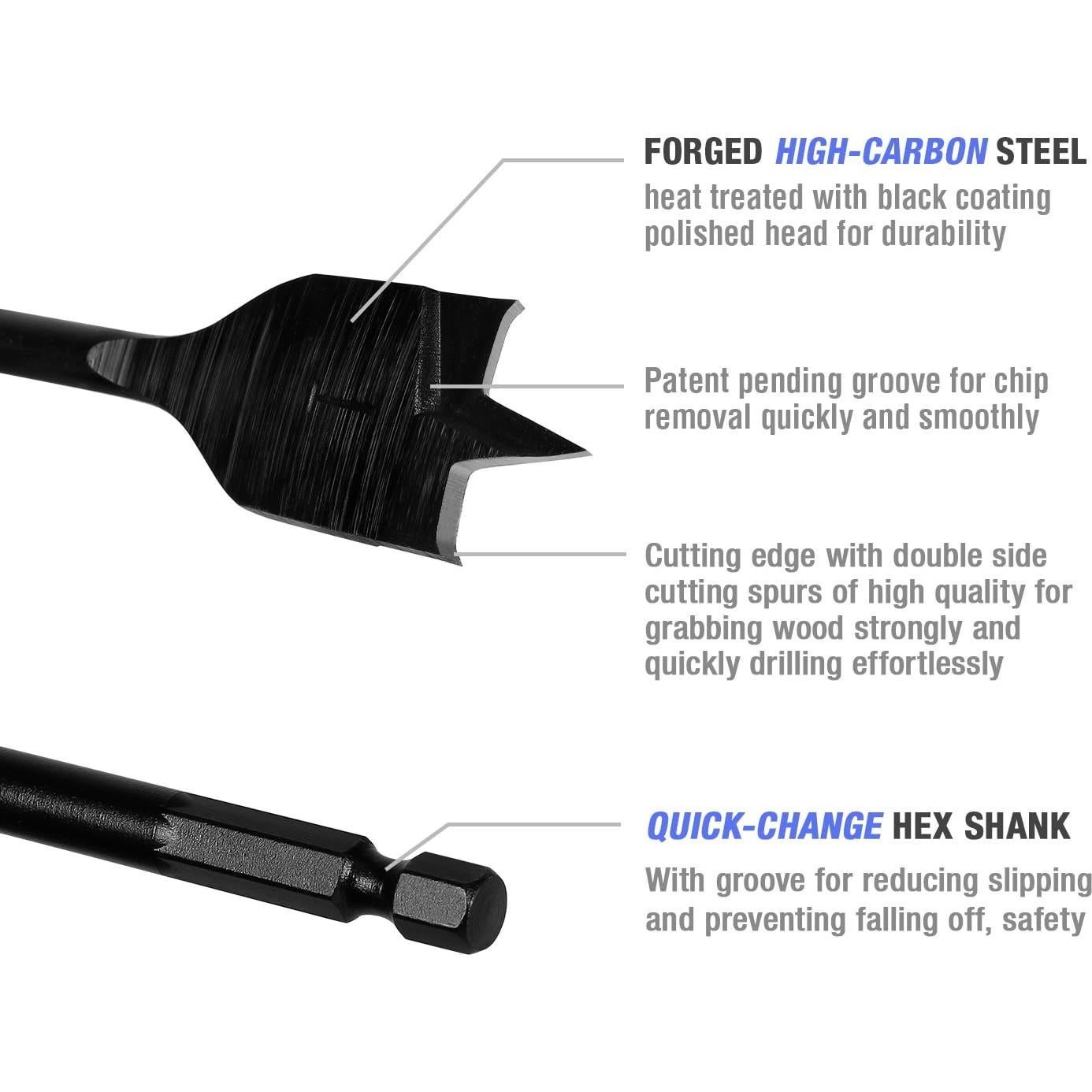 Juego de Brocas de Espada WORKPRO 10 Piezas Acero Carbono 1-1/2"