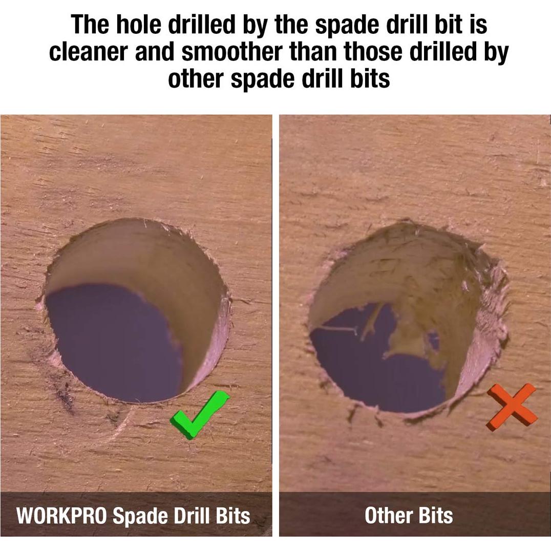 Juego de Brocas de Espada WORKPRO 10 Piezas Acero Carbono 1-1/2"