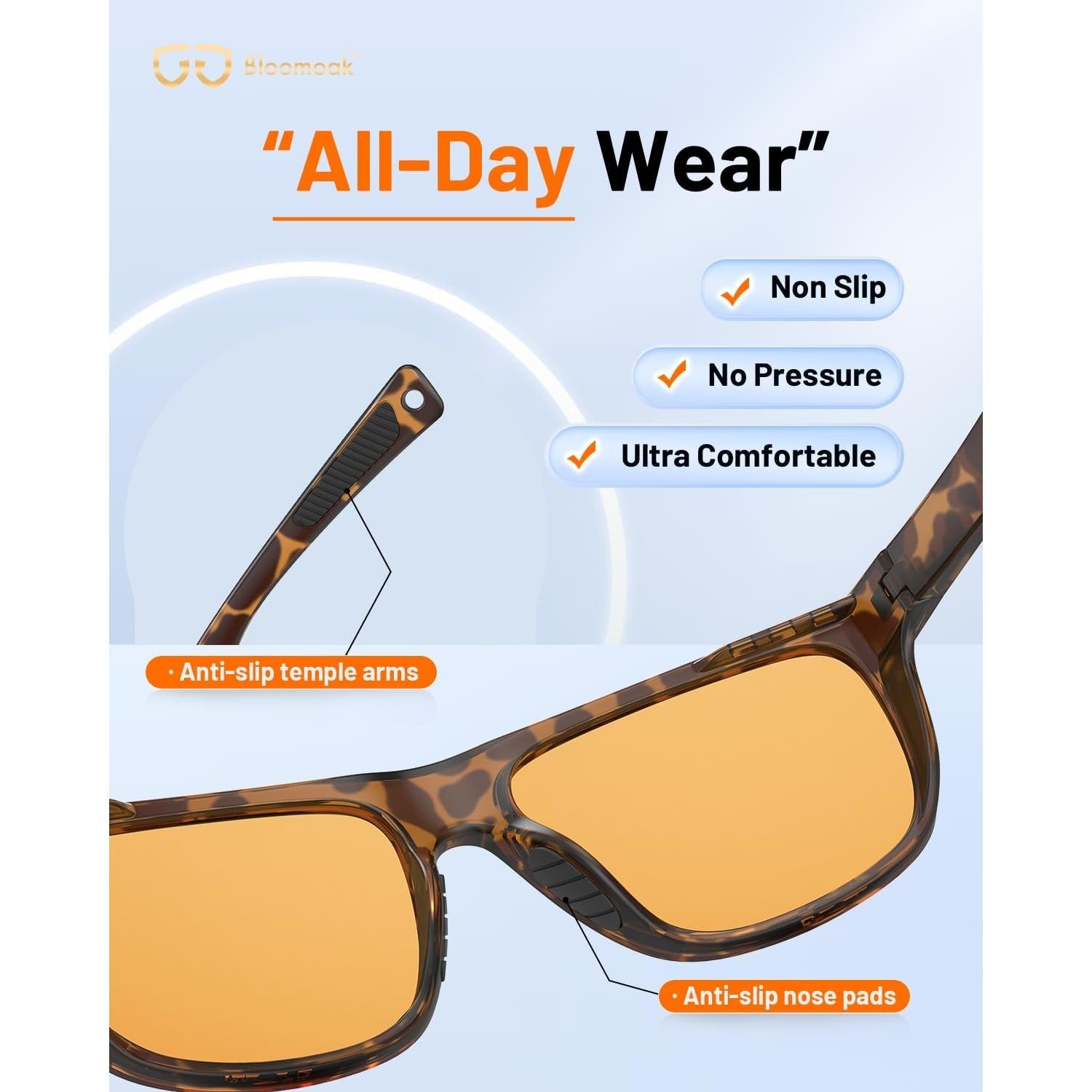 Gafas Bloomoak XL Naranja Anti-Luz Azul UV400 - Fatiga Ocular