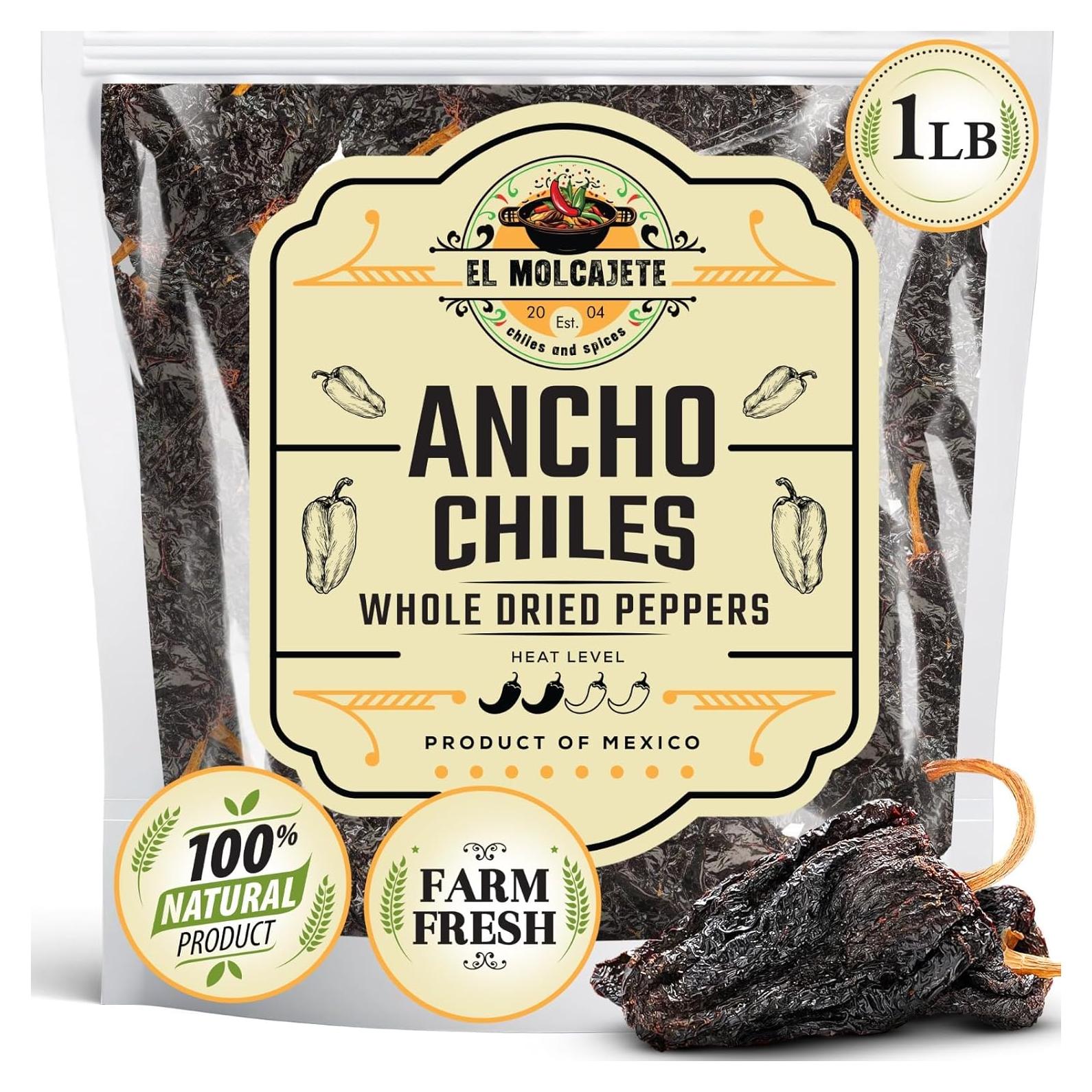 Chiles Ancho Secos 454g Todo Natural - Picante Suave y Dulce