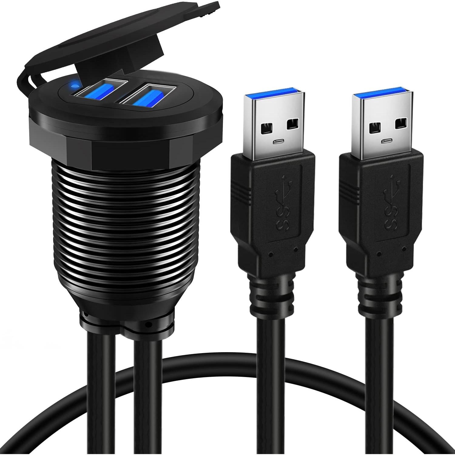 Cable de Montaje en Panel USB 3.0 BATIGE Doble Puerto 30.48cm