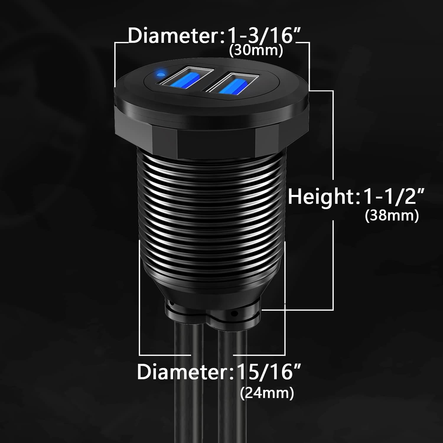 Cable de Montaje en Panel USB 3.0 BATIGE Doble Puerto 30.48cm