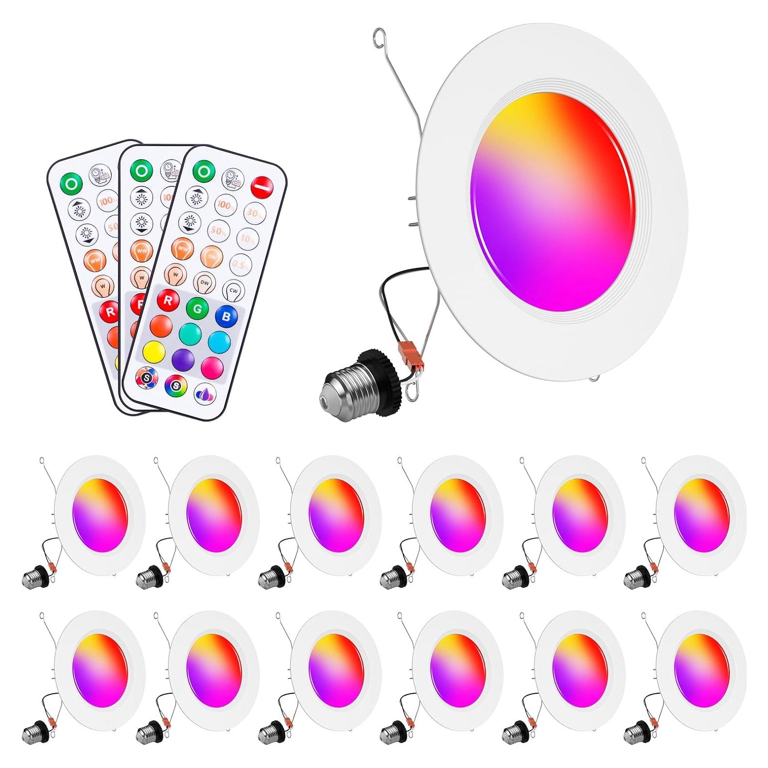 Luces empotradas LED Taptoron 5/6" RGB 13W 1050LM Paquete de 12