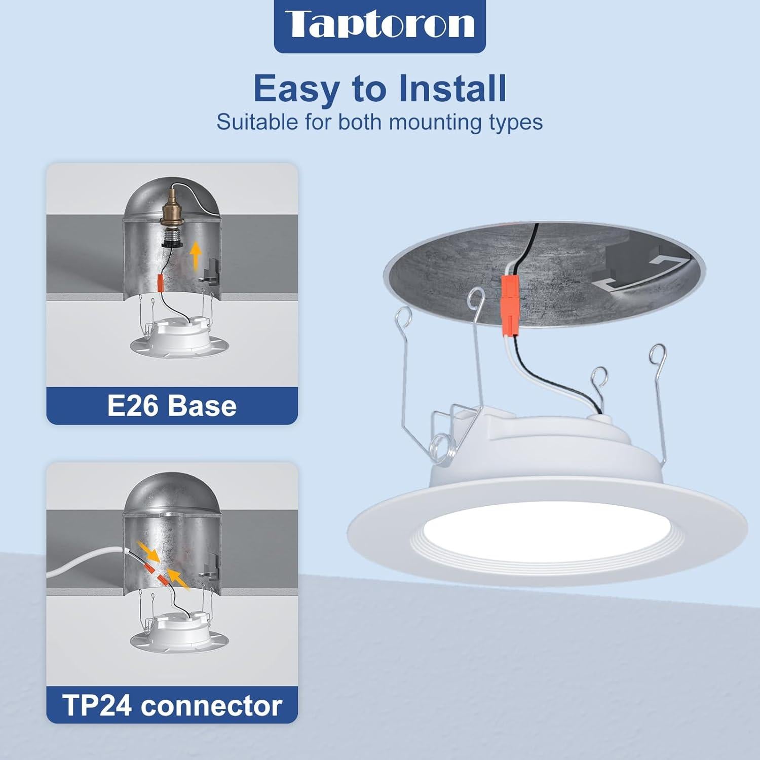 Luces empotradas LED Taptoron 5/6" RGB 13W 1050LM Paquete de 12