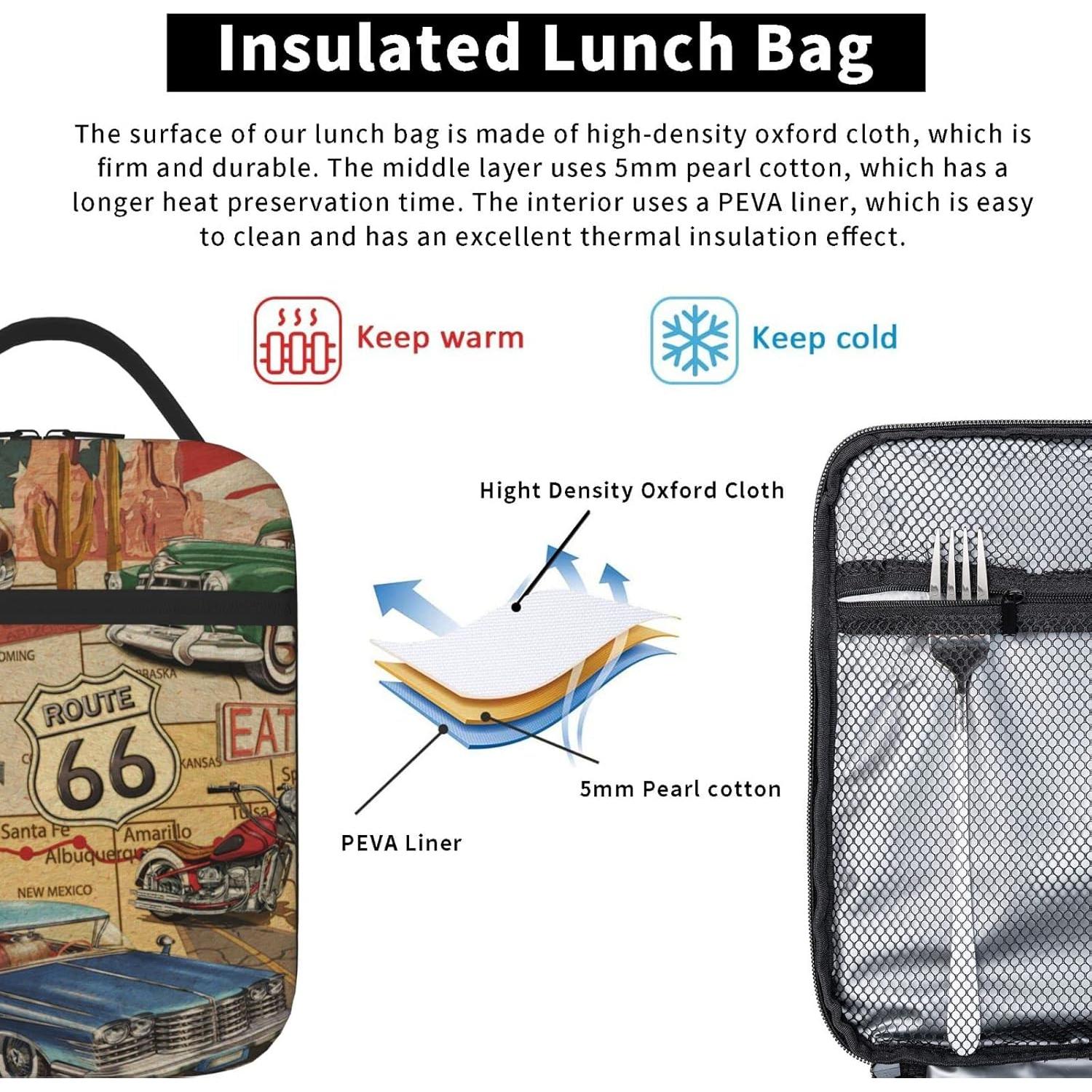 Bolsa de Almuerzo Aislada Tadxcjz Americana Vintage Ruta 66