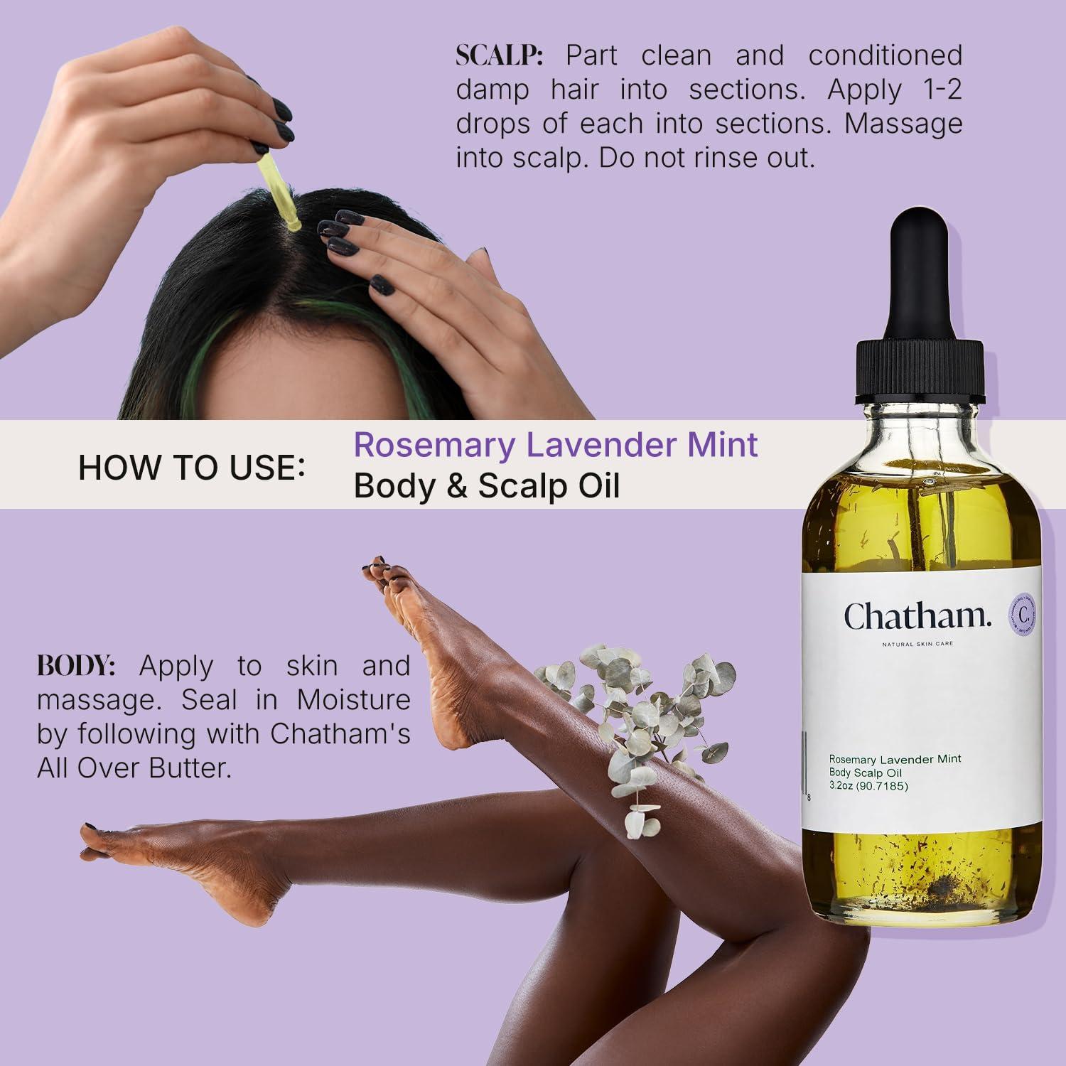 Aceite Corporal y Cuero Cabelludo Chatham 90.7ml Romero Lavanda Menta