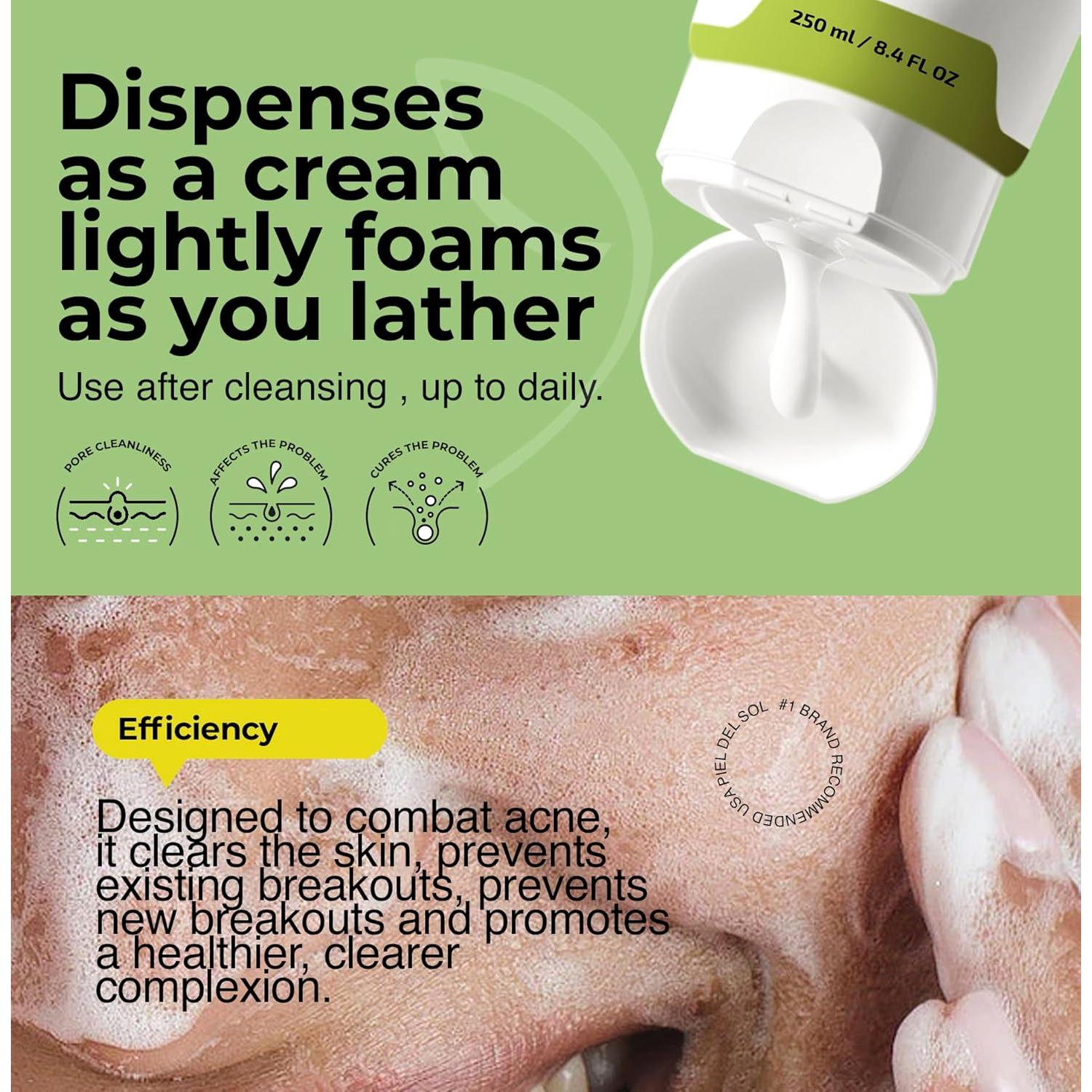 Limpiador Espumoso para Acné 250ml - Sin Fragancia, Hidratante