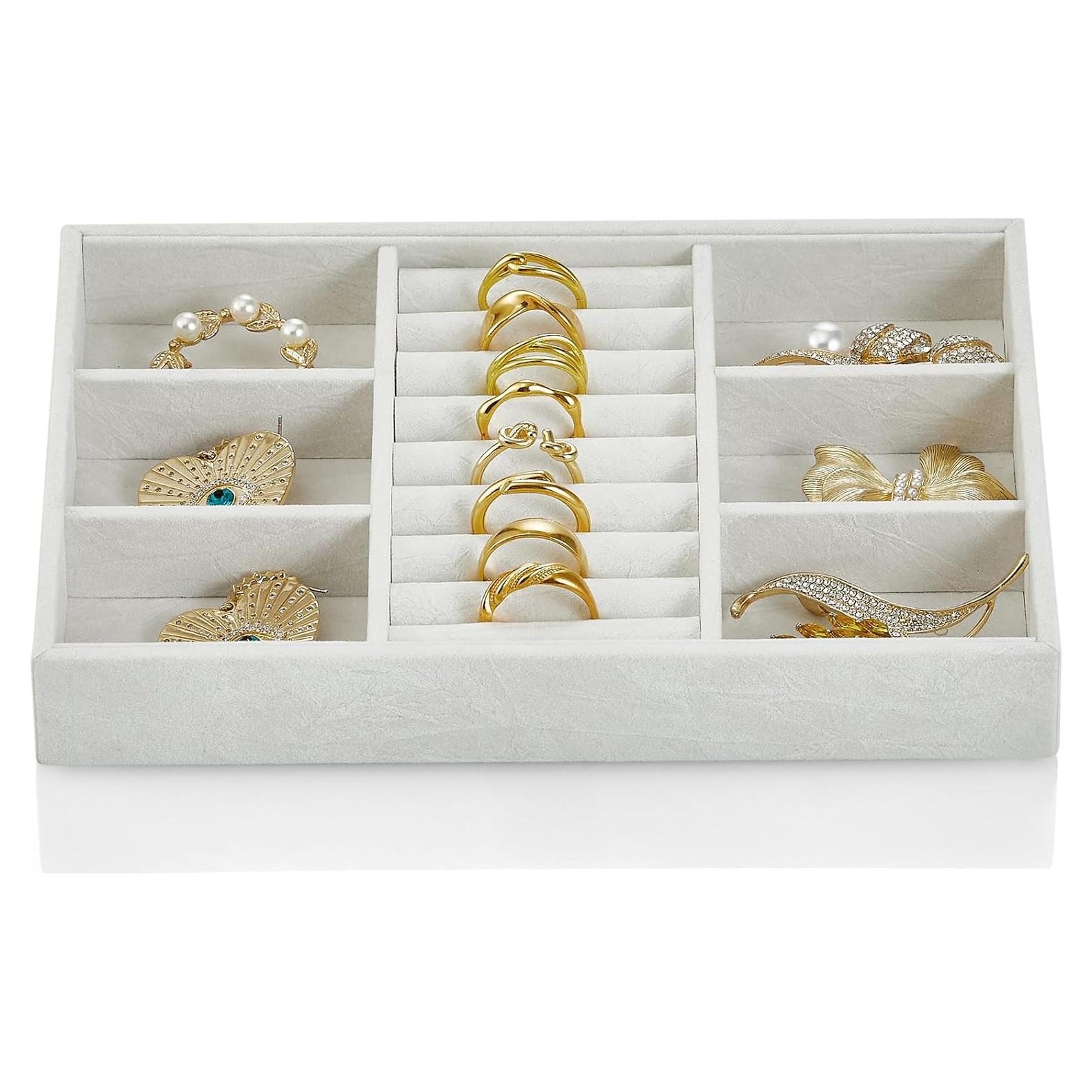 Bandeja de Joyería Vlando 6 Rejillas Organizador Blanco