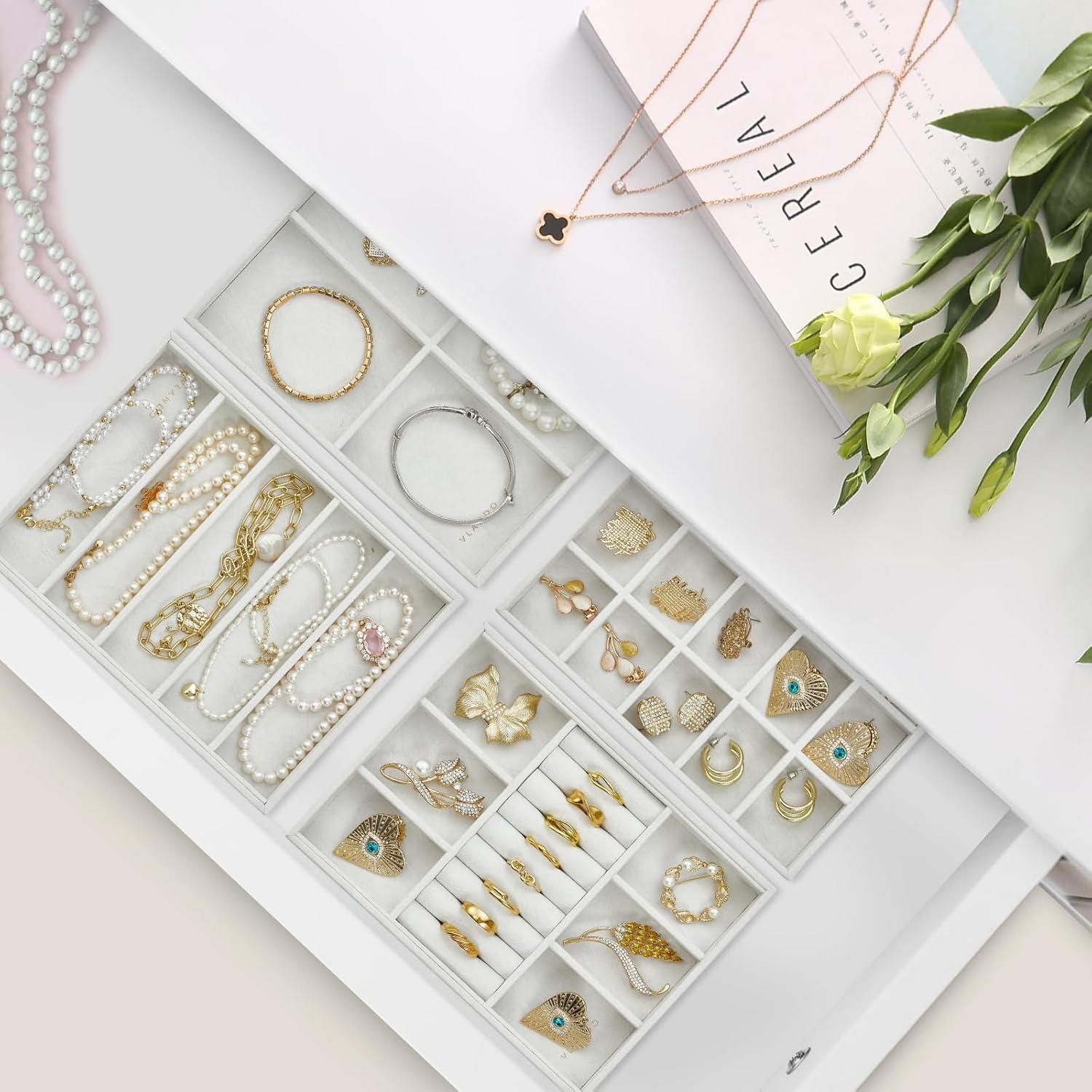 Bandeja de Joyería Vlando 6 Rejillas Organizador Blanco