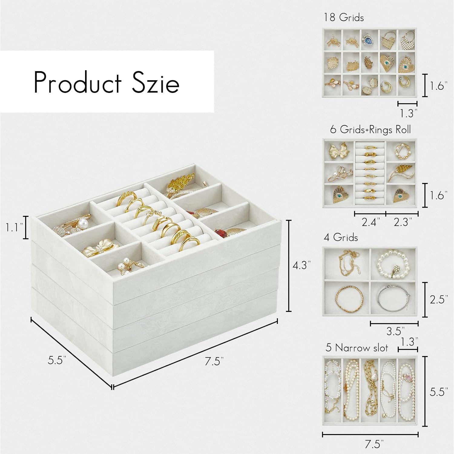 Bandeja de Joyería Vlando 6 Rejillas Organizador Blanco
