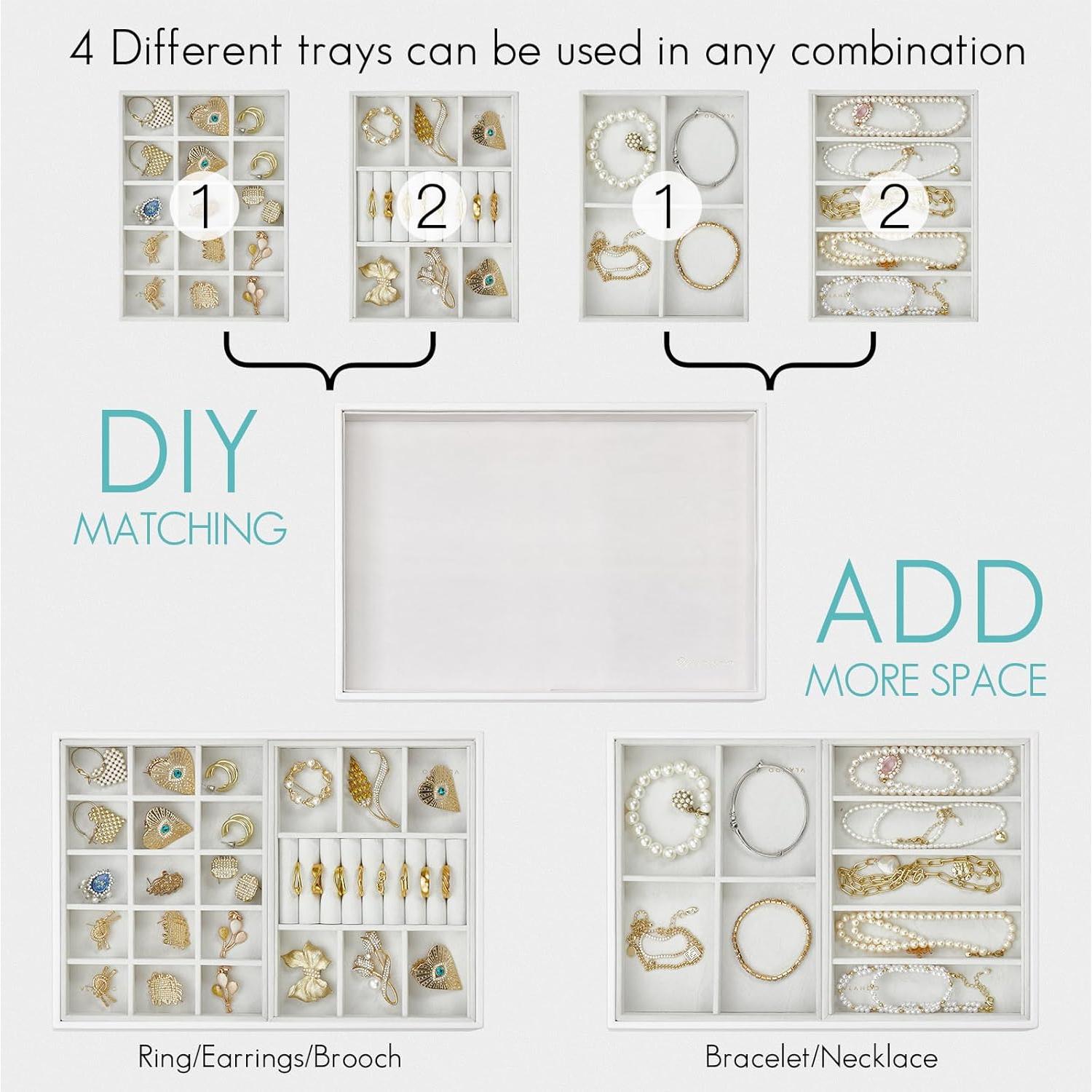 Bandeja de Joyería Vlando 6 Rejillas Organizador Blanco