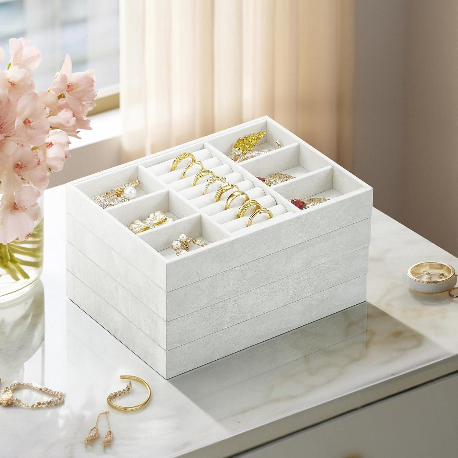 Bandeja de Joyería Vlando 6 Rejillas Organizador Blanco