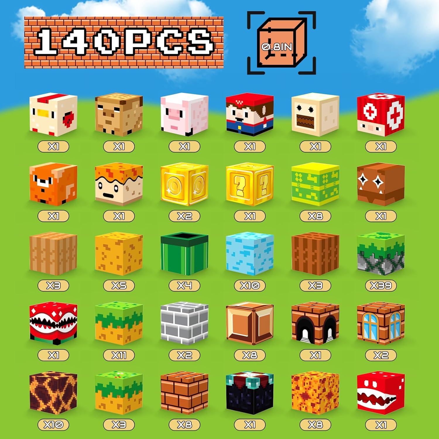 Magnetic Blocks 140PCS Building Cubes for Boys Girls 3+, Build Mine Magnet Adventure World with STEM Construction Toys, Sensory Gift for Kids 3 4 5 6 7 8 Birthday