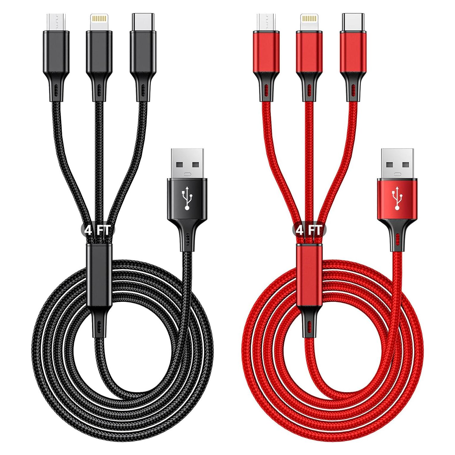 Cable de Carga Múltiple 3 en 1 Souina 1.2m Rojo y Negro