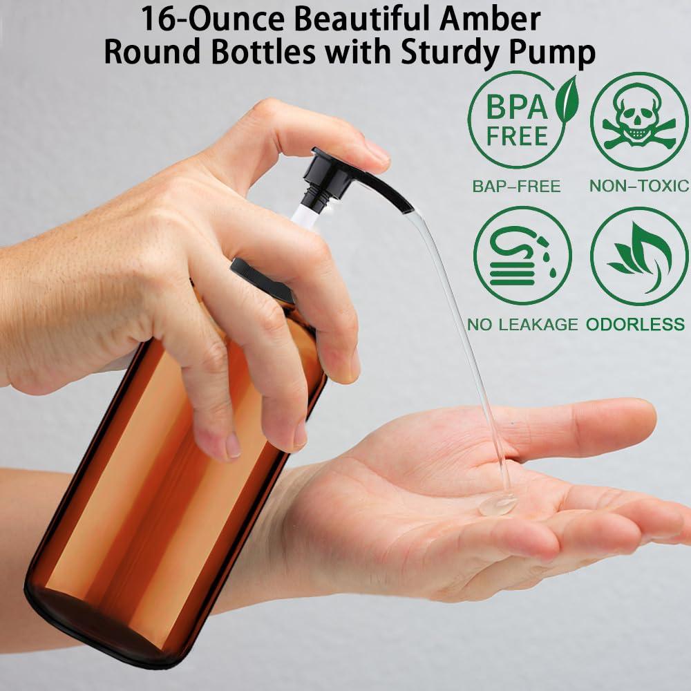 Botellas dispensadoras de bomba Vioetry 500 ml ámbar 2 unidades
