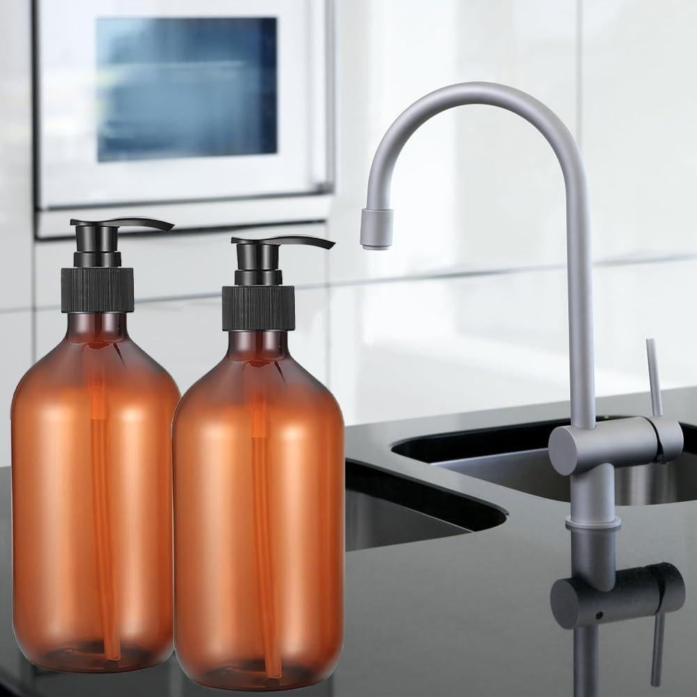 Botellas dispensadoras de bomba Vioetry 500 ml ámbar 2 unidades