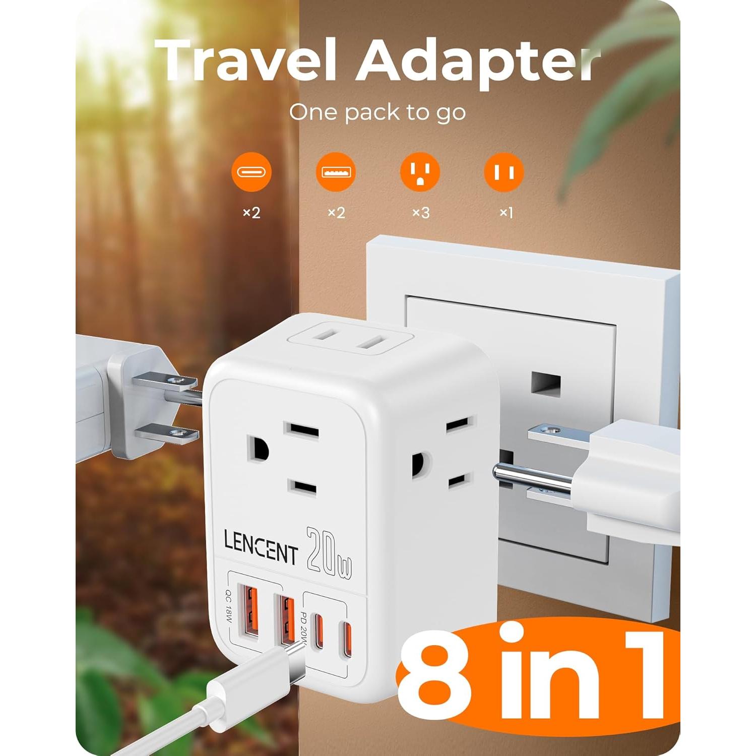 Adaptador de enchufe de viaje LENCENT 20W PD tipo G Reino Unido