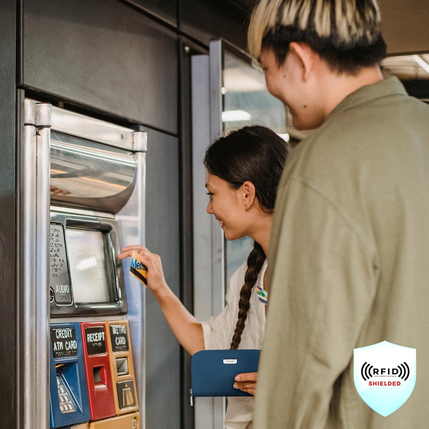 Billetera Travelon con bloqueo RFID - Negro, 8x10 cm