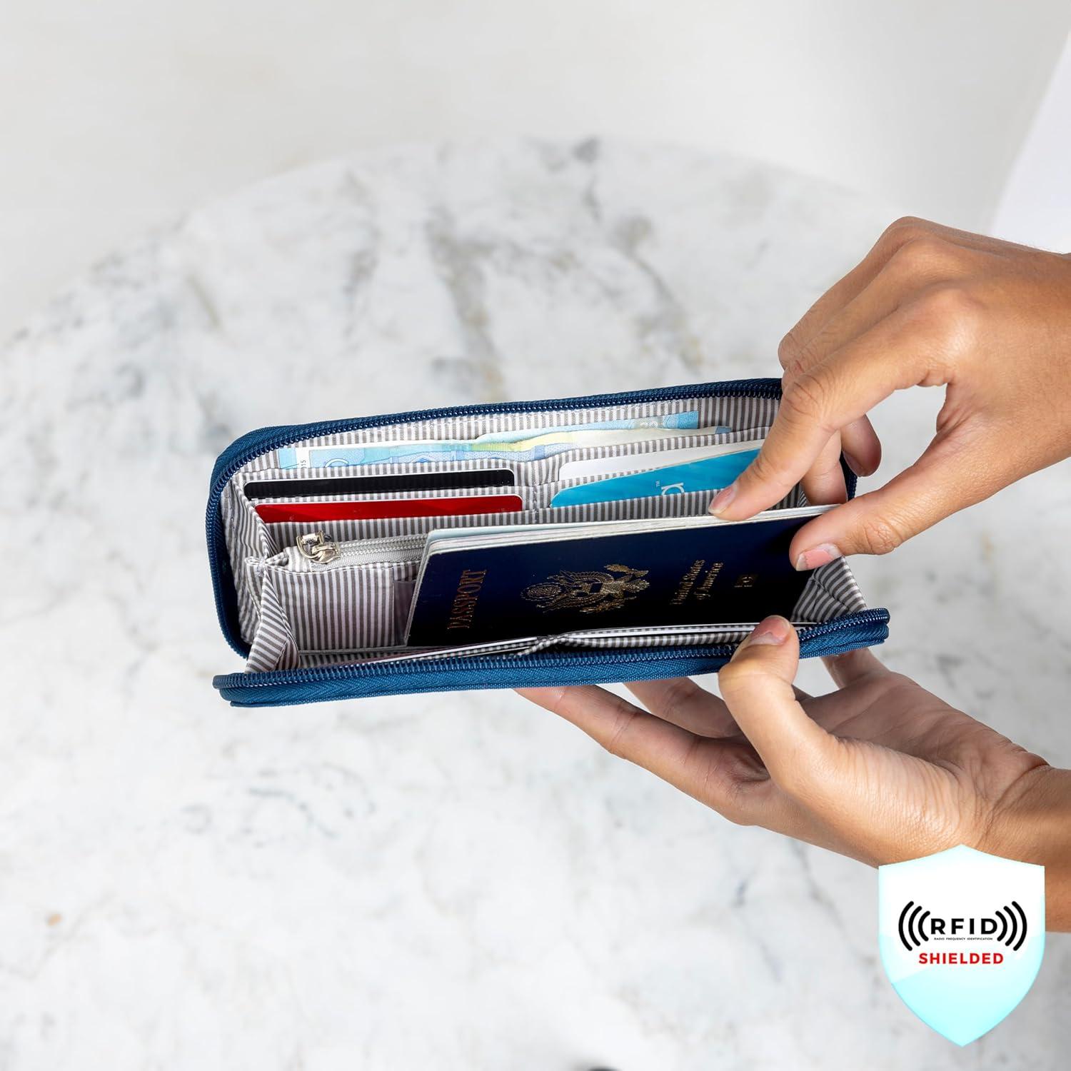 Billetera Travelon con bloqueo RFID - Negro, 8x10 cm