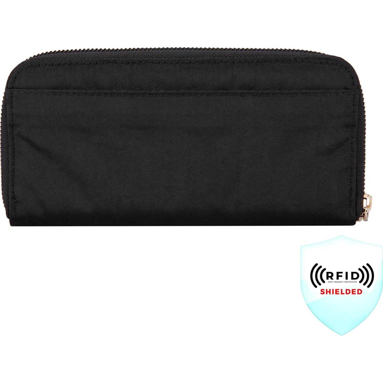Billetera Travelon con bloqueo RFID - Negro, 8x10 cm