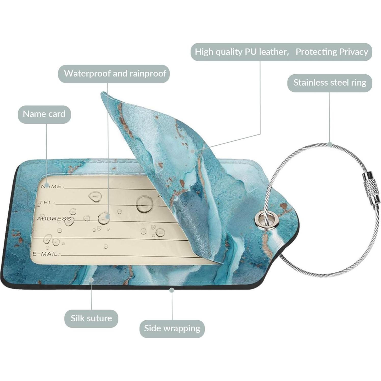 Etiquetas de Equipaje de Cuero ZHAZHANIU - 2 Piezas Mármol Azul