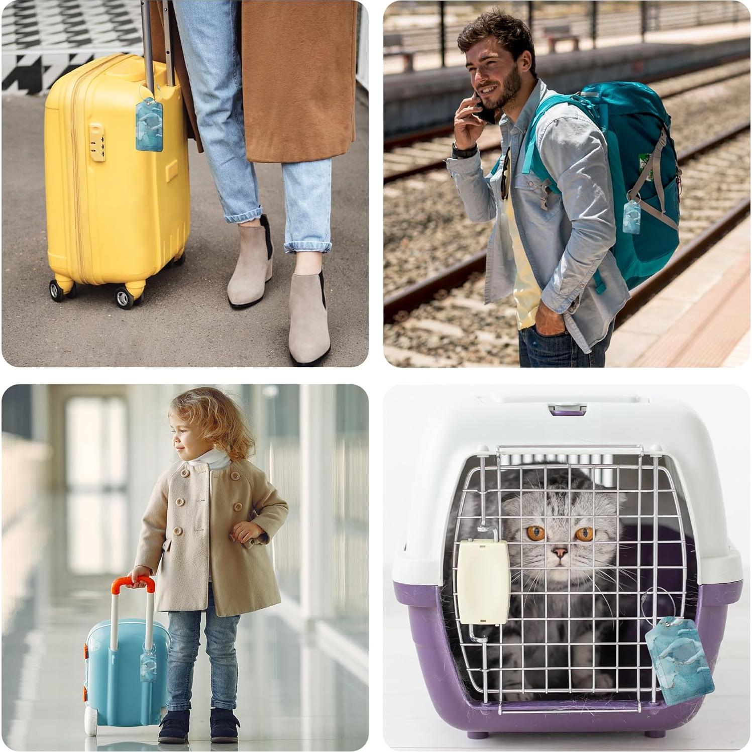 Etiquetas de Equipaje de Cuero ZHAZHANIU - 2 Piezas Mármol Azul