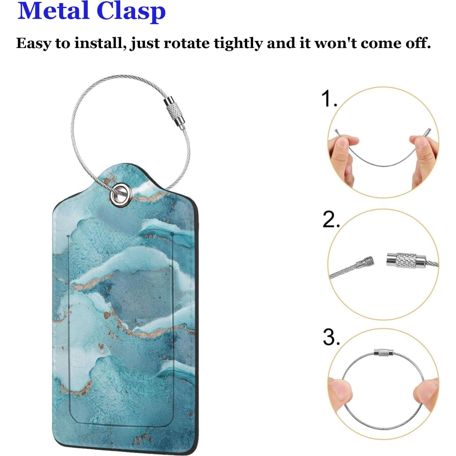 Etiquetas de Equipaje de Cuero ZHAZHANIU - 2 Piezas Mármol Azul