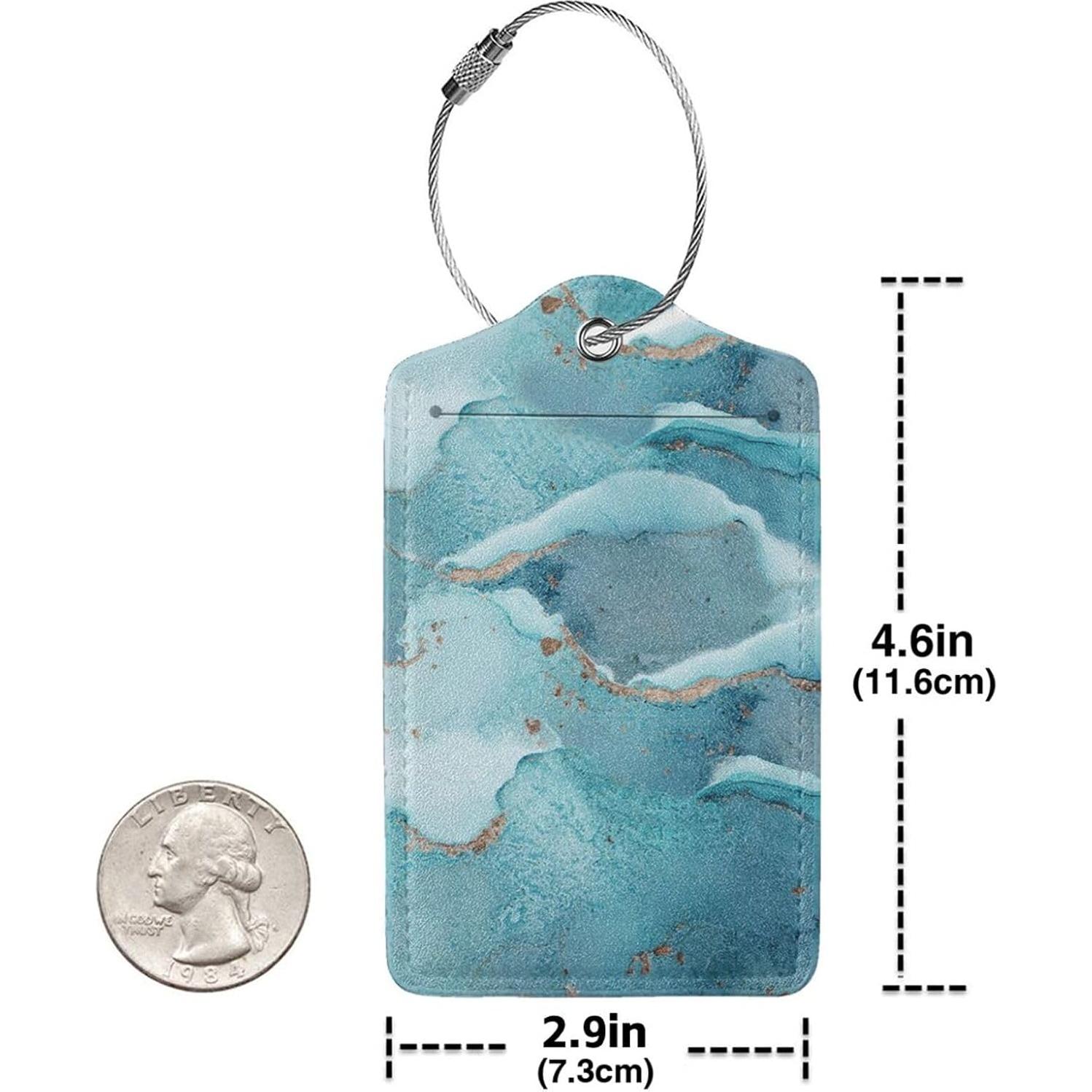 Etiquetas de Equipaje de Cuero ZHAZHANIU - 2 Piezas Mármol Azul