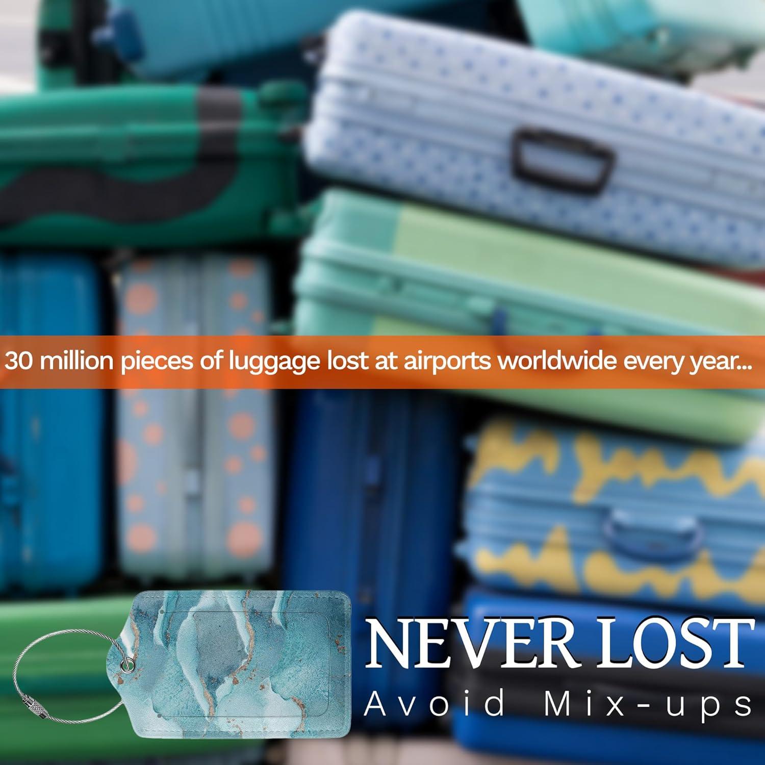 Etiquetas de Equipaje de Cuero ZHAZHANIU - 2 Piezas Mármol Azul