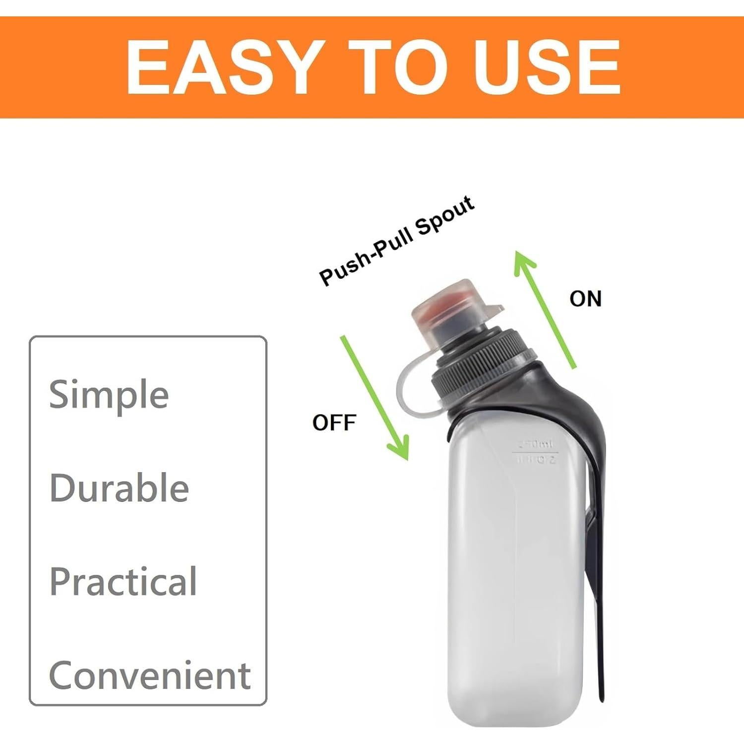 Botella de Agua HECHZSO 250ml con Clip y Tapa Silicona