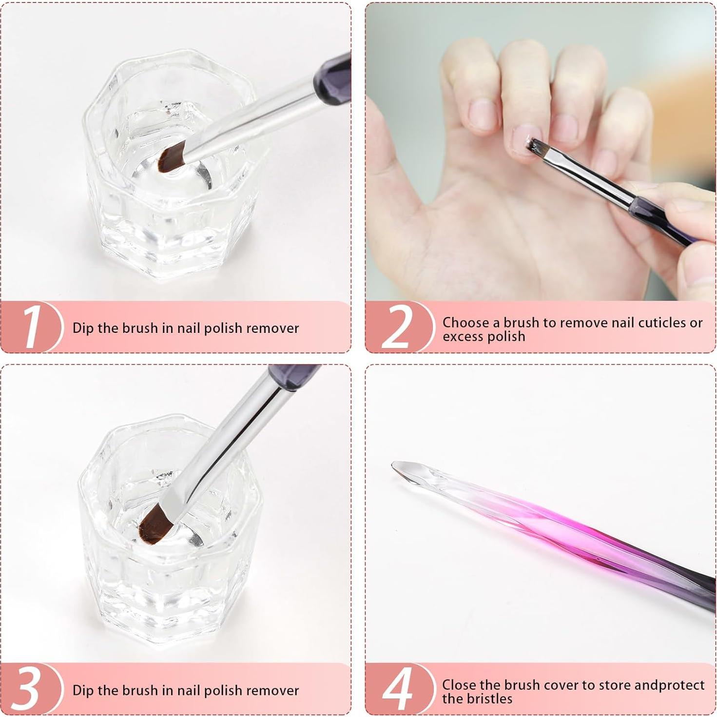 Set de Brochas de Limpieza para Uñas GEMSANVA 3PCS