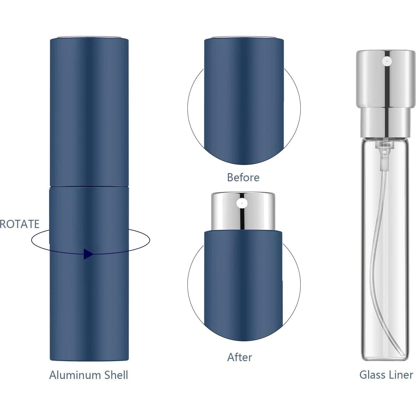 Atomizador de Perfume Portátil Lil Ray 8ml - 2 Piezas Negro y Azul