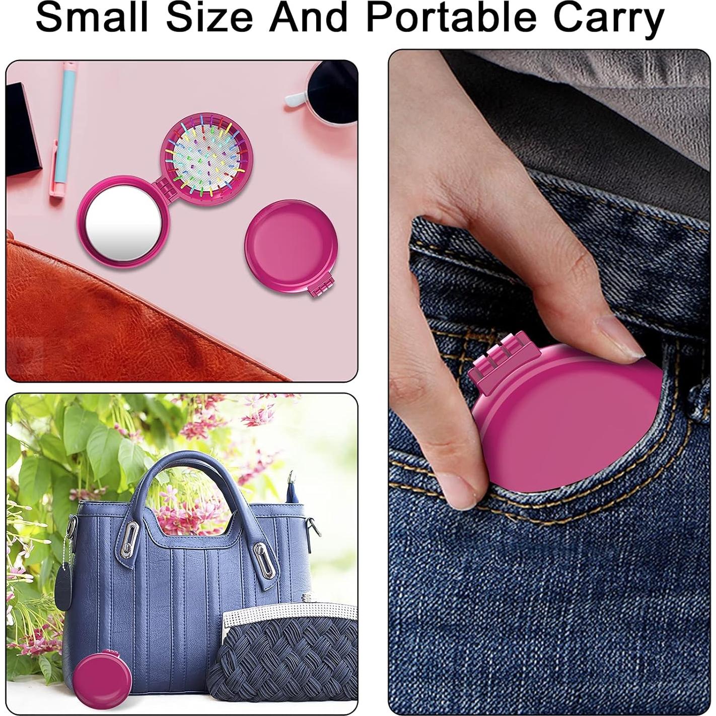 Cepillo de cabello portátil ONLYFU 8 Pcs con espejo plegable