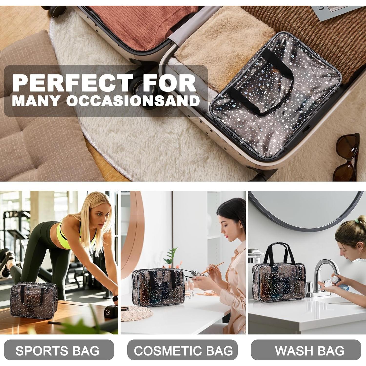 Bolsa de Maquillaje Transparente Estrella HZB-JX9077 Negra
