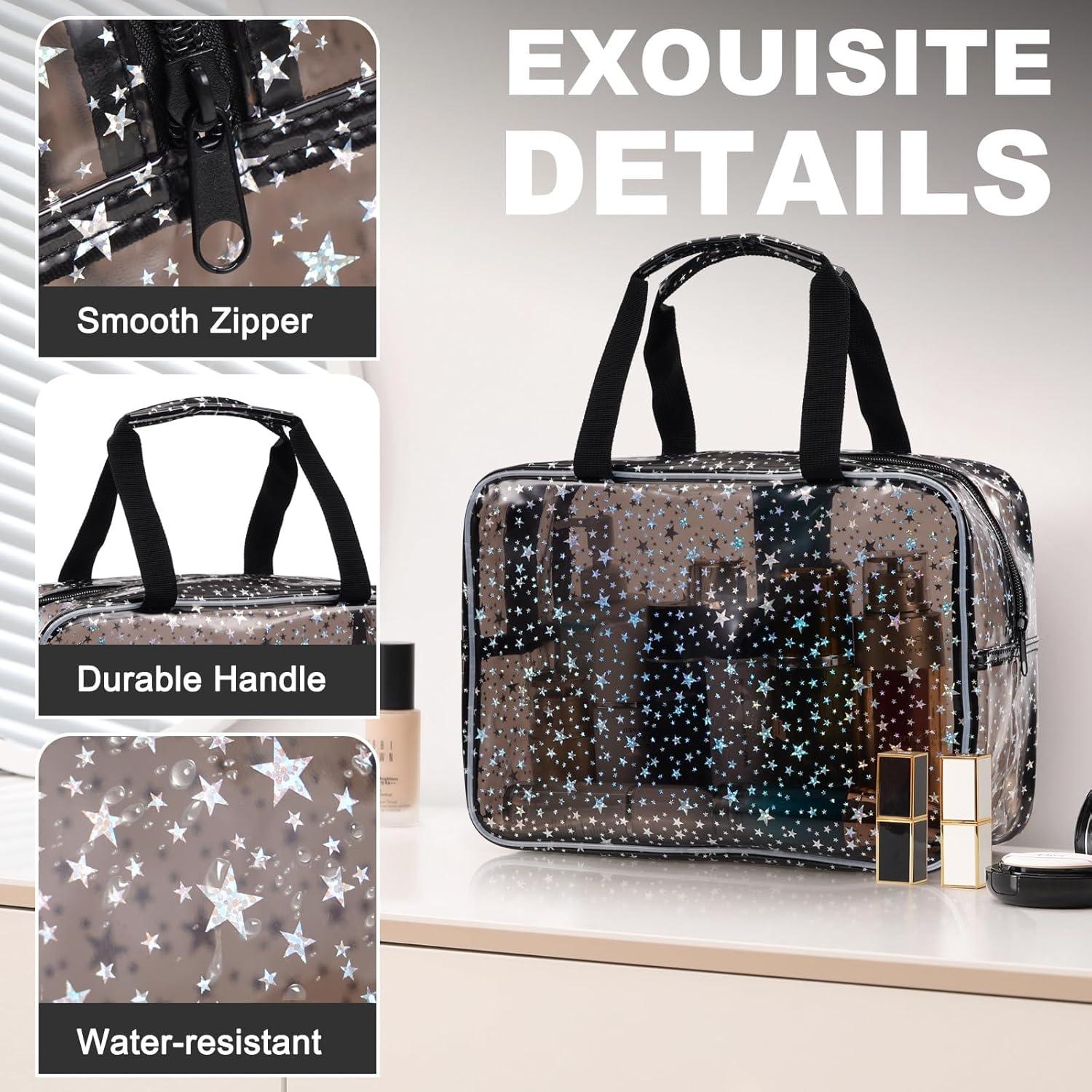 Bolsa de Maquillaje Transparente Estrella HZB-JX9077 Negra