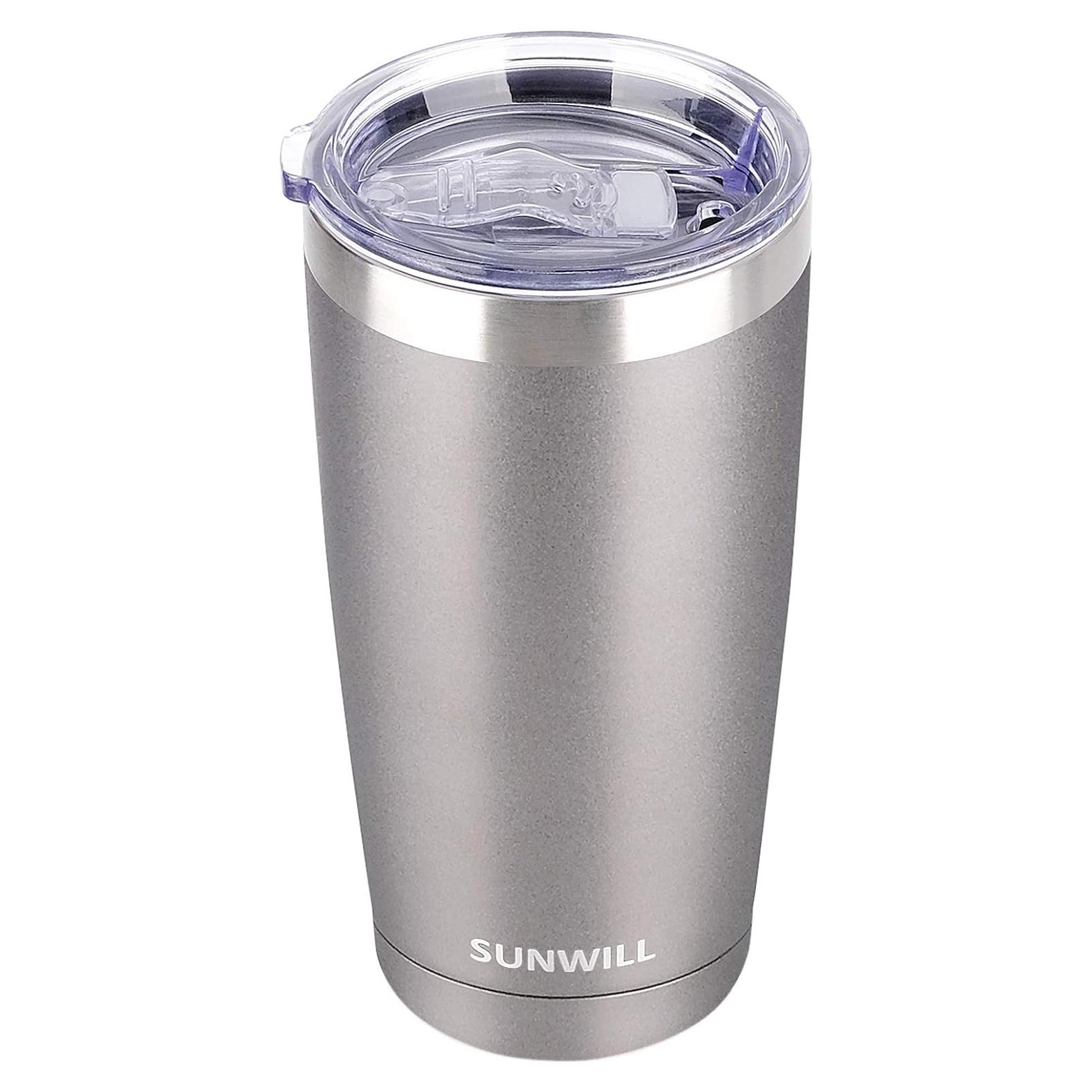 Taza de Café de Viaje SUNWILL 590 ml Acero Inoxidable Gris Frío