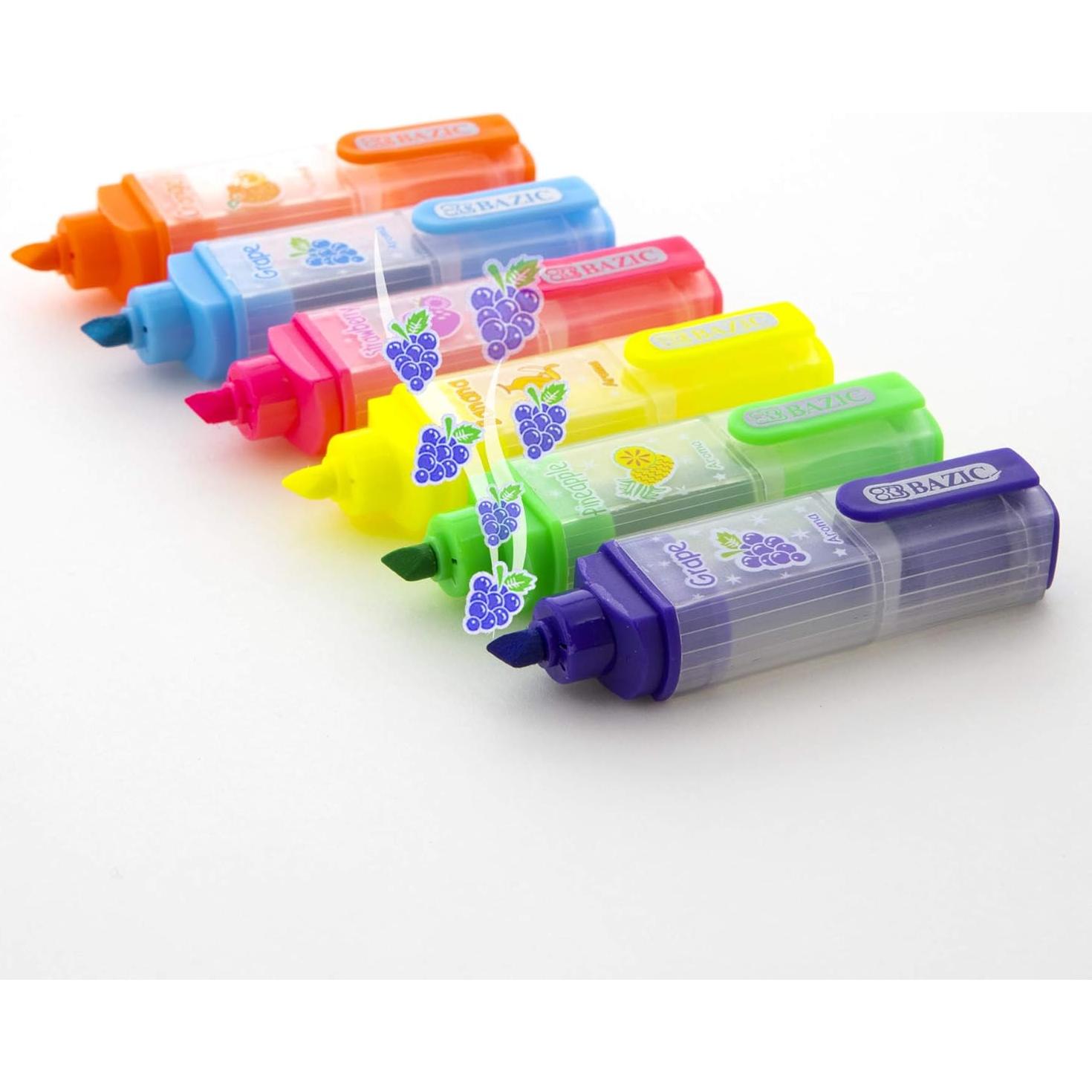 Marcadores Fluorescentes Aromatizados BAZIC 6 Colores 1 Paquete