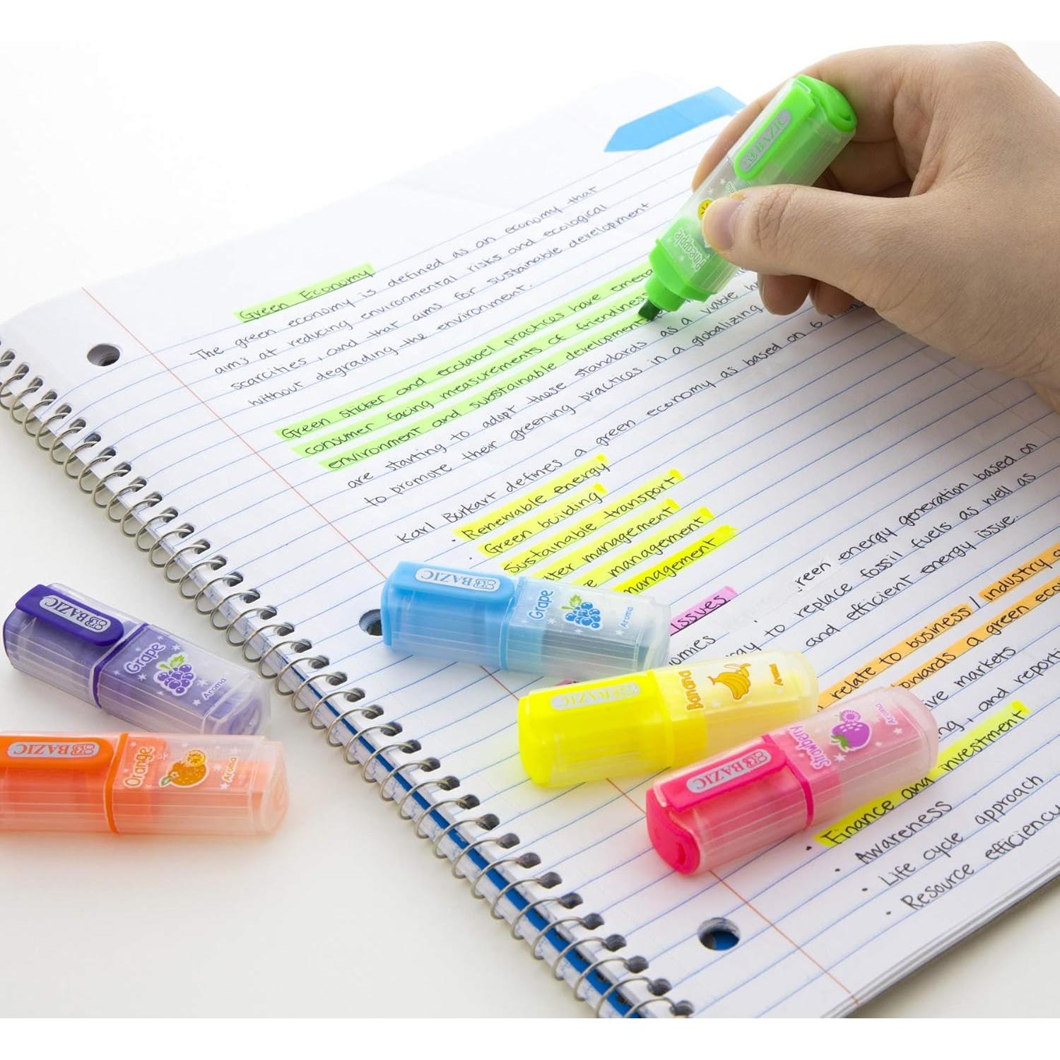 Marcadores Fluorescentes Aromatizados BAZIC 6 Colores 1 Paquete