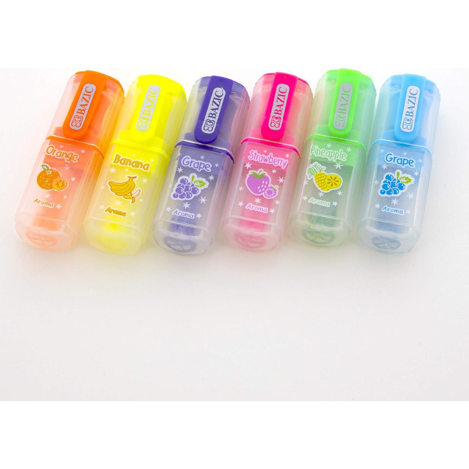 Marcadores Fluorescentes Aromatizados BAZIC 6 Colores 1 Paquete