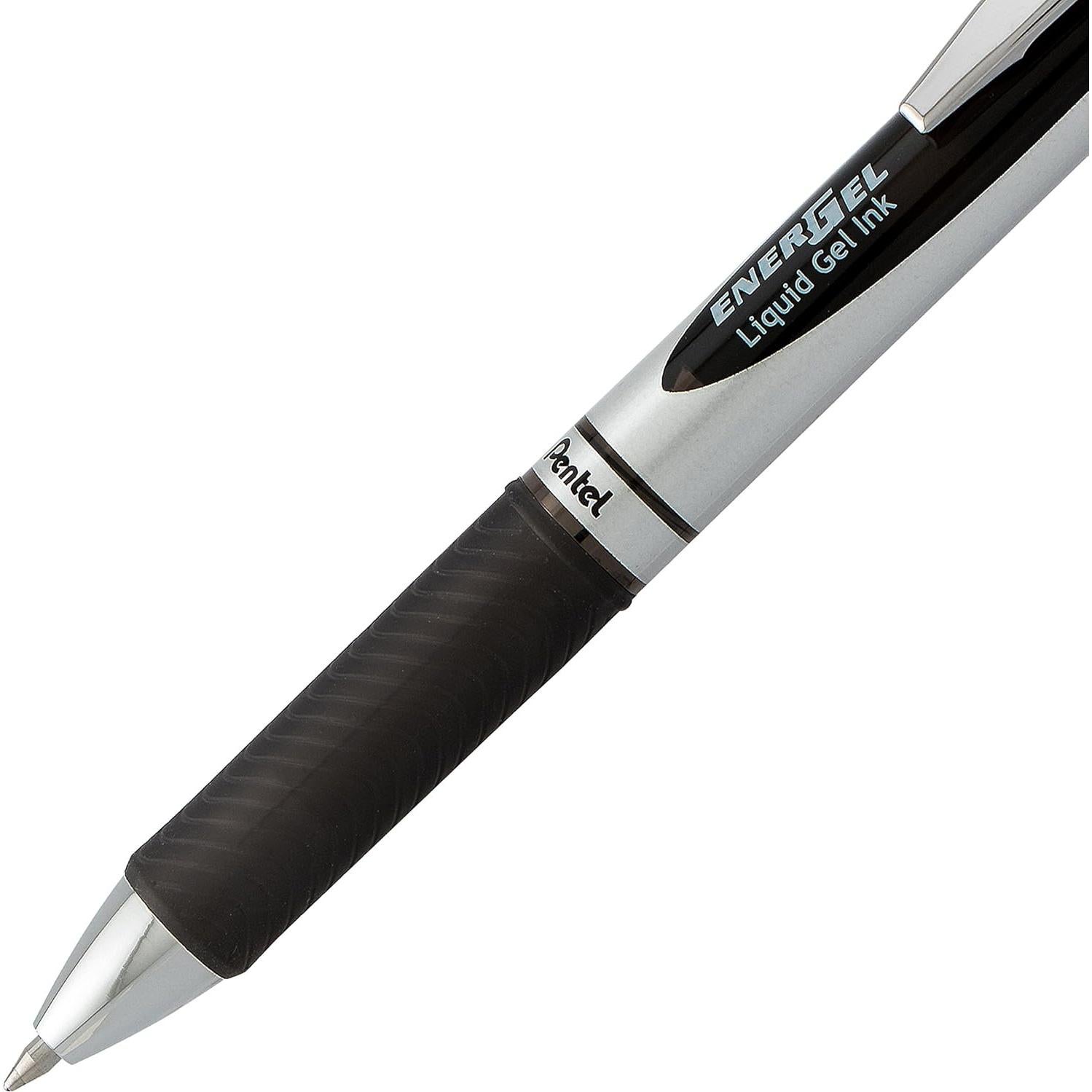 Pentel EnerGel RTX Retractable Liquid Gel Pen, (0.7mm), Medium Line, Metal Tip, Black Ink, Pack of 2 (BL77BP2A)