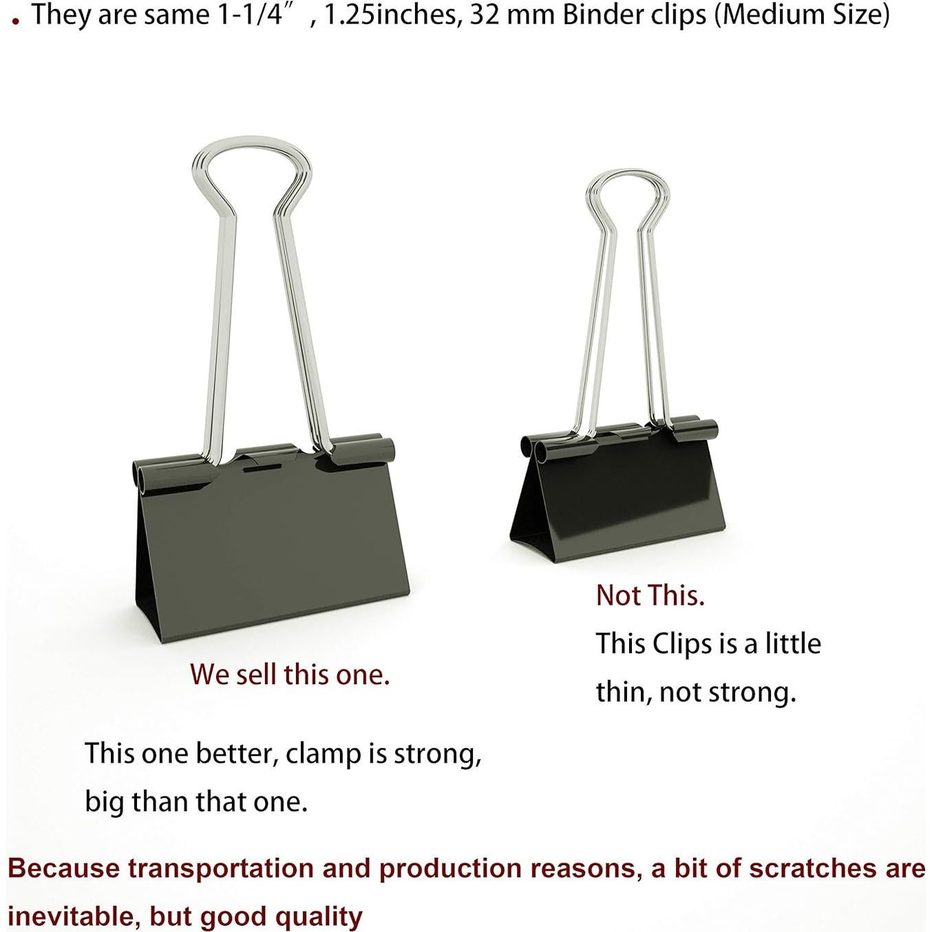 Clip de Binder Mediano Nctinystore Metal Negro 12 Pcs