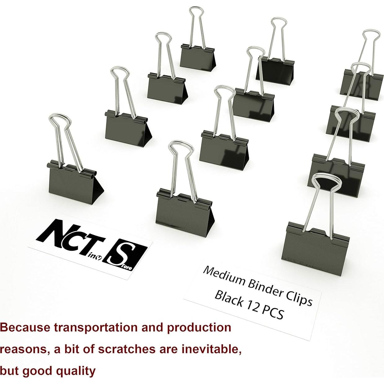 Clip de Binder Mediano Nctinystore Metal Negro 12 Pcs